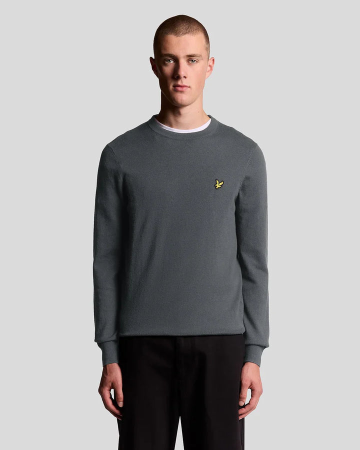 Lyle & Scott Grey Cotton Merino Crew Neck Jumper