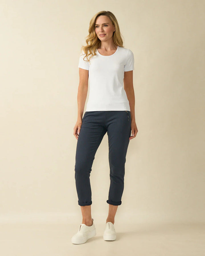 Décolleté Petra Haut blanc à manches courtes