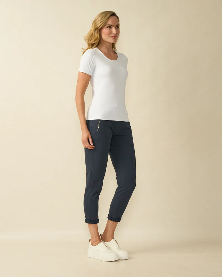 Décolleté Petra Haut blanc à manches courtes