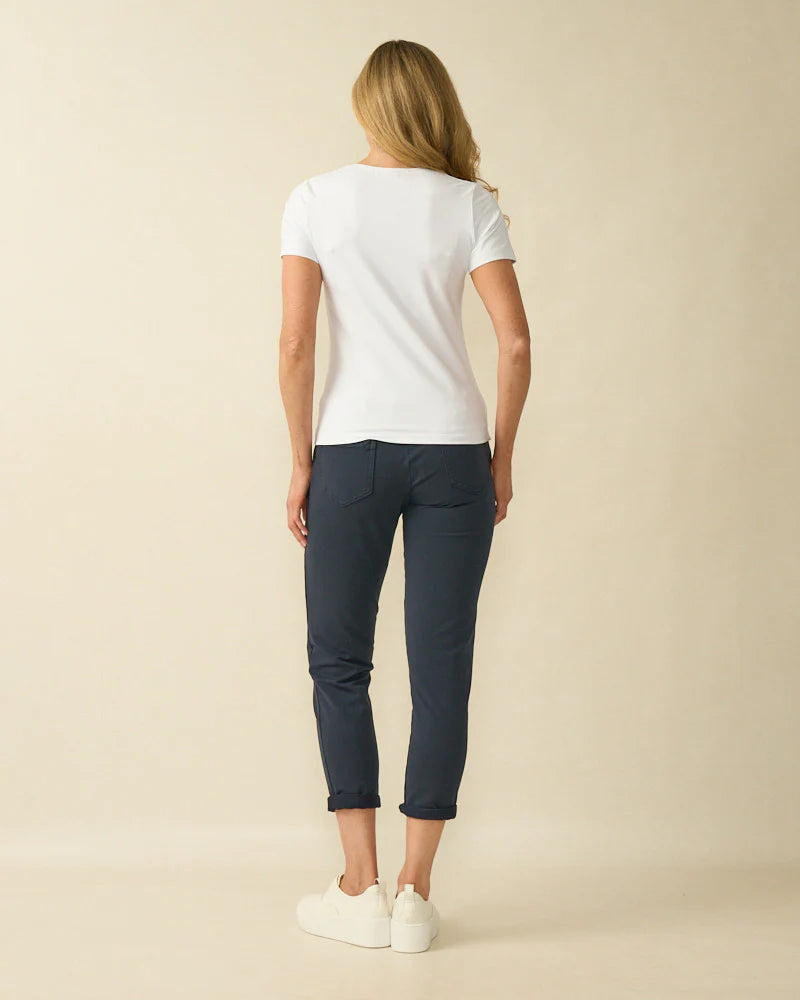 Décolleté Petra Haut blanc à manches courtes