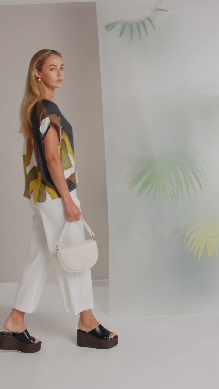 Pantalon blanc NAYA à jambes larges et souple à enfiler