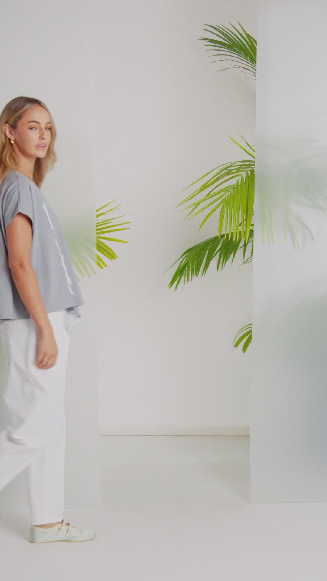 Haut imprimé NAYA Colombe et Blanc