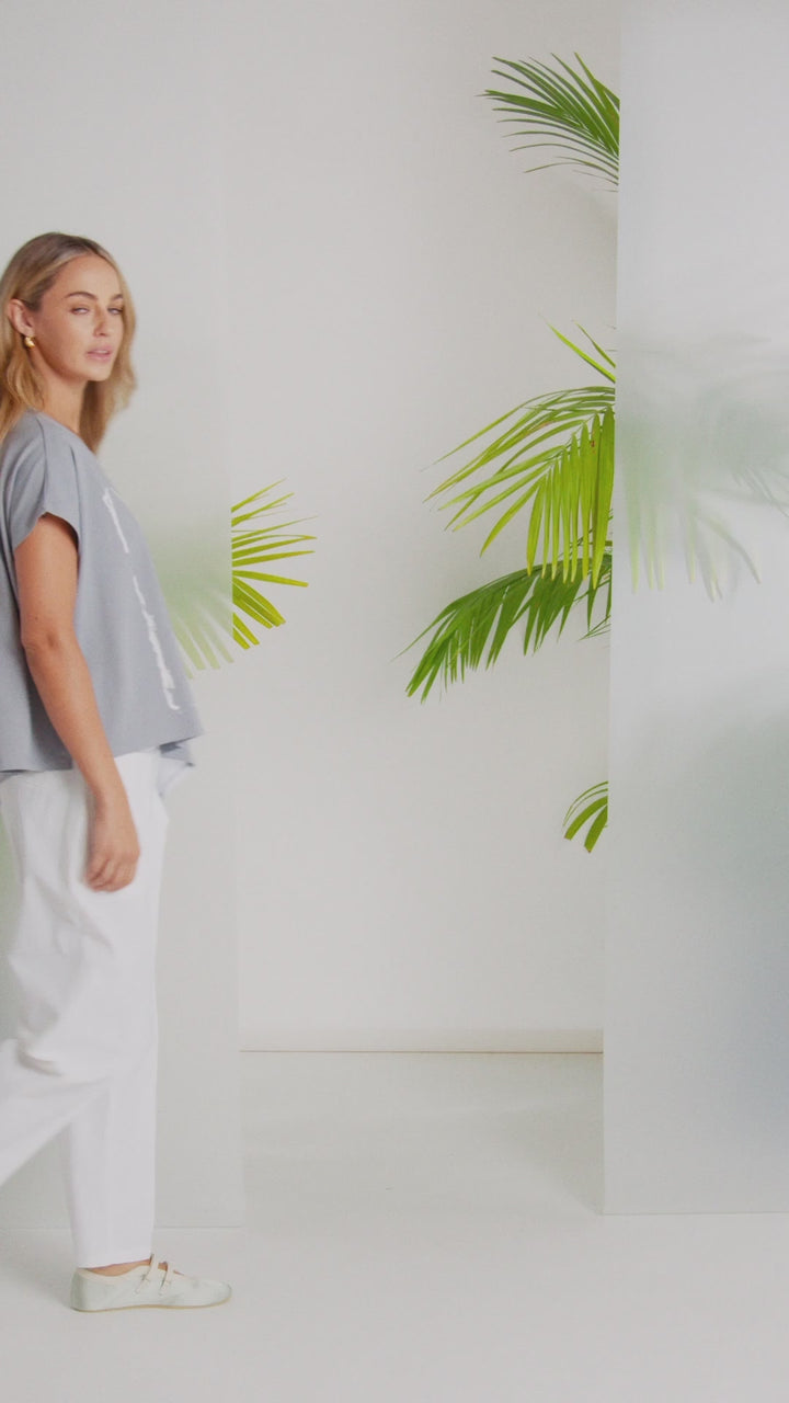 Haut imprimé NAYA Colombe et Blanc