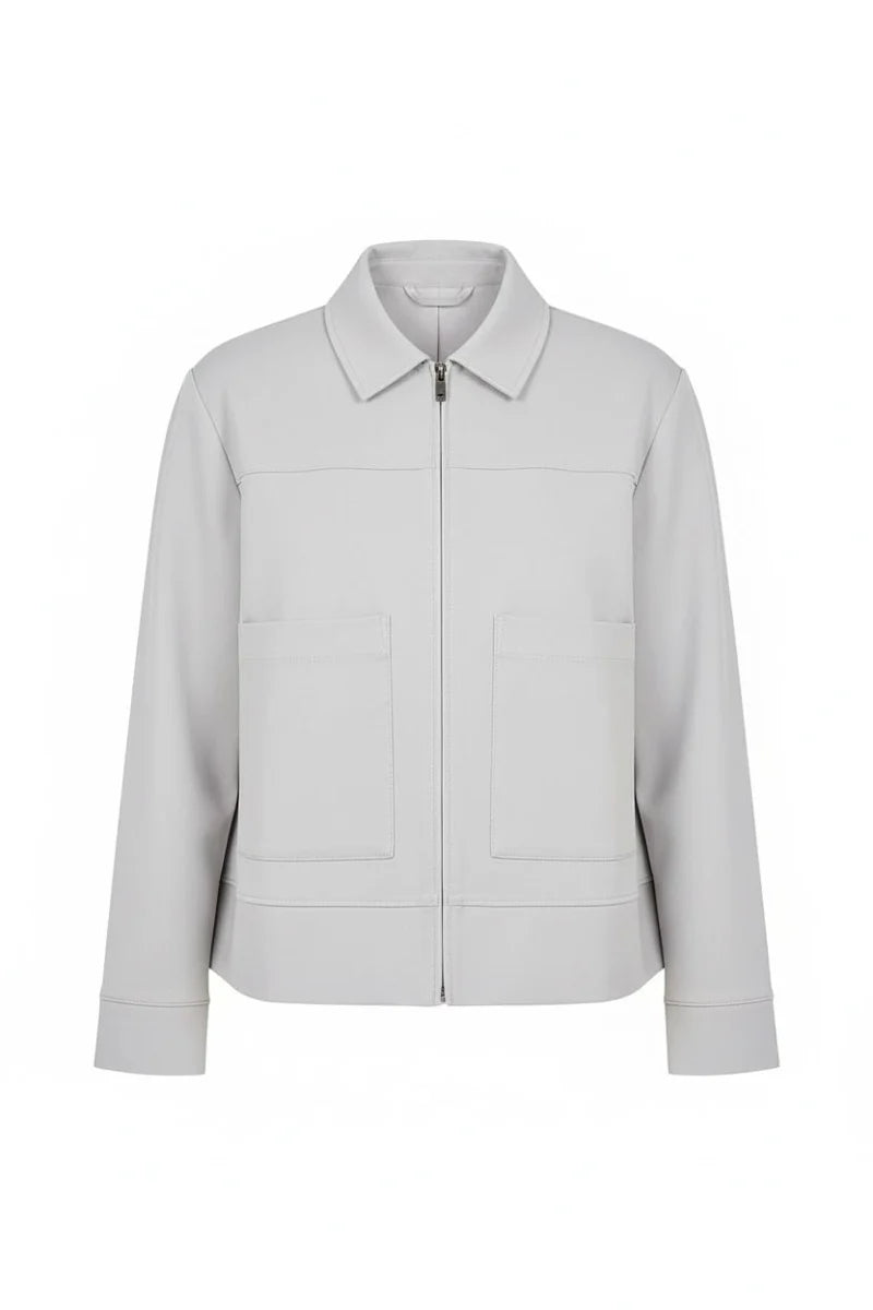 Veste courte zippée gris clair Peruzzi