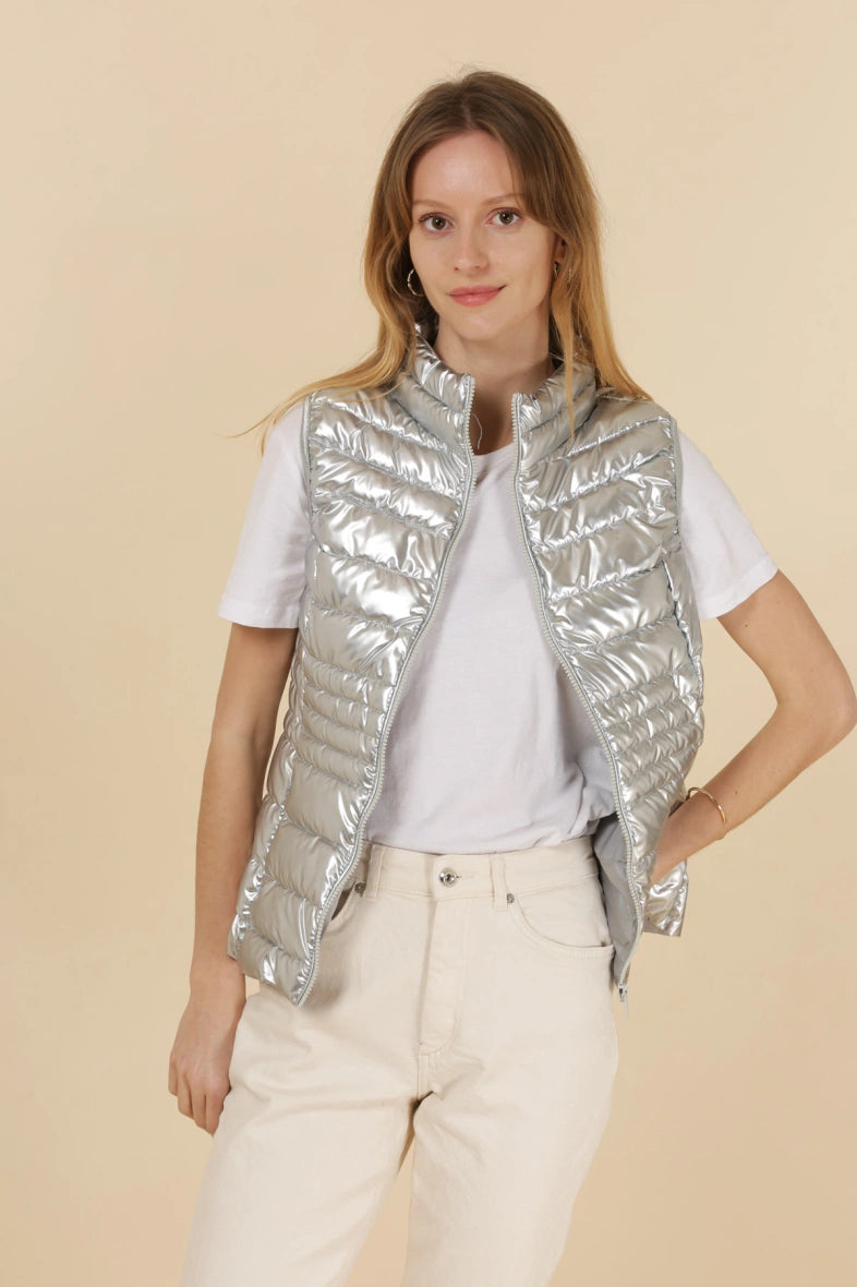 Gilet léger en duvet métallisé