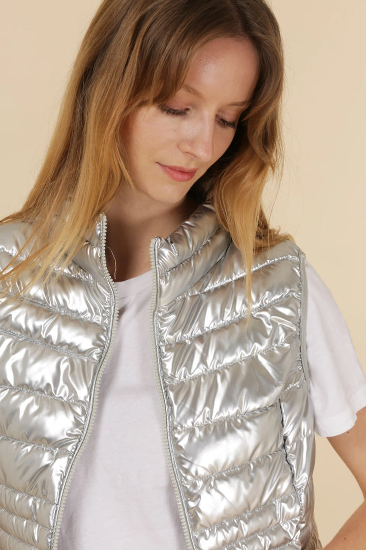 Gilet léger en duvet métallisé
